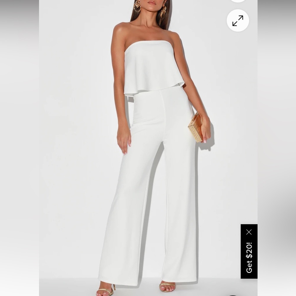 Lulu's White Strapless Jumpsuit